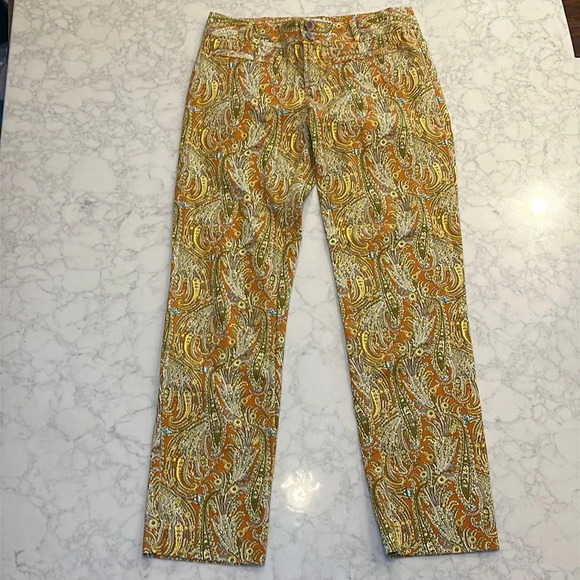 Cartonnier by Anthropologie Persimmon Paisley Cropped Pants Size 2 - Picture 3 of 10